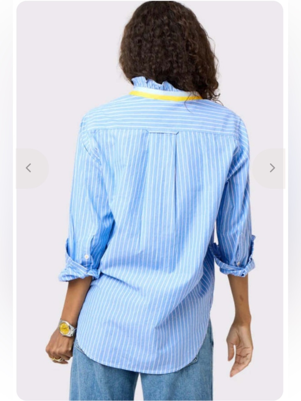 KERRI ROSENTHAL MIA STRIPED RUFFLE SHIRT NWOT M - Picture 2 of 11